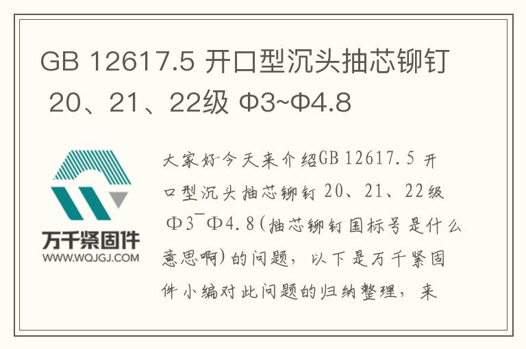 GB 12617.5 開口型沉頭抽芯鉚釘 20、21、22級 Φ3~Φ4.8